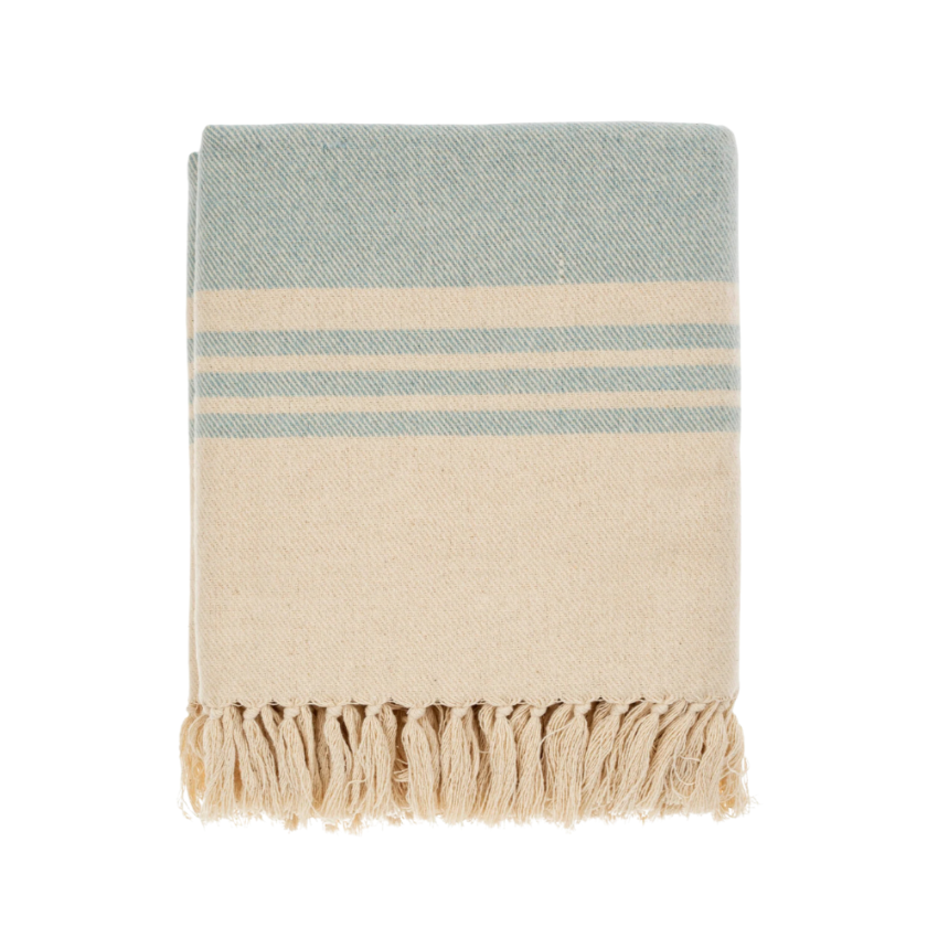 Beach Stripe Brushed Throw, Blue