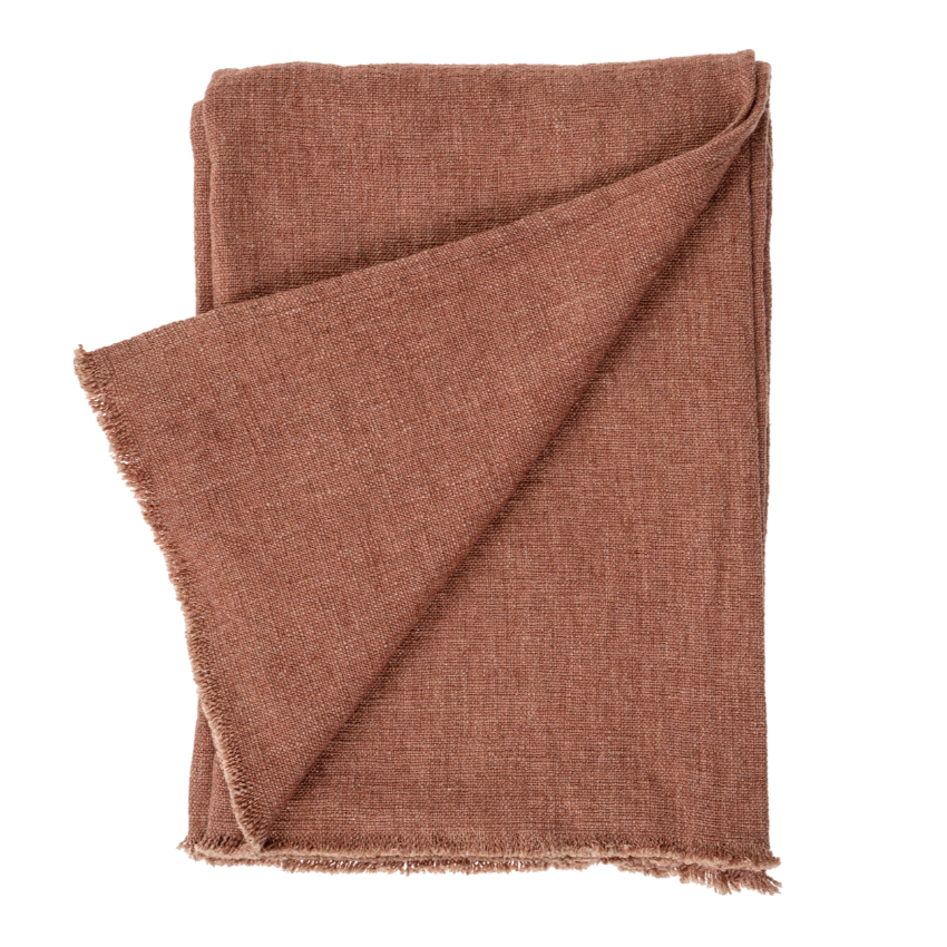 Selena Linen End of Bed Blanket, Brick
