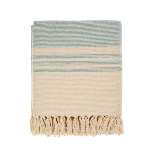 Beach Stripe Brushed Throw, Blue